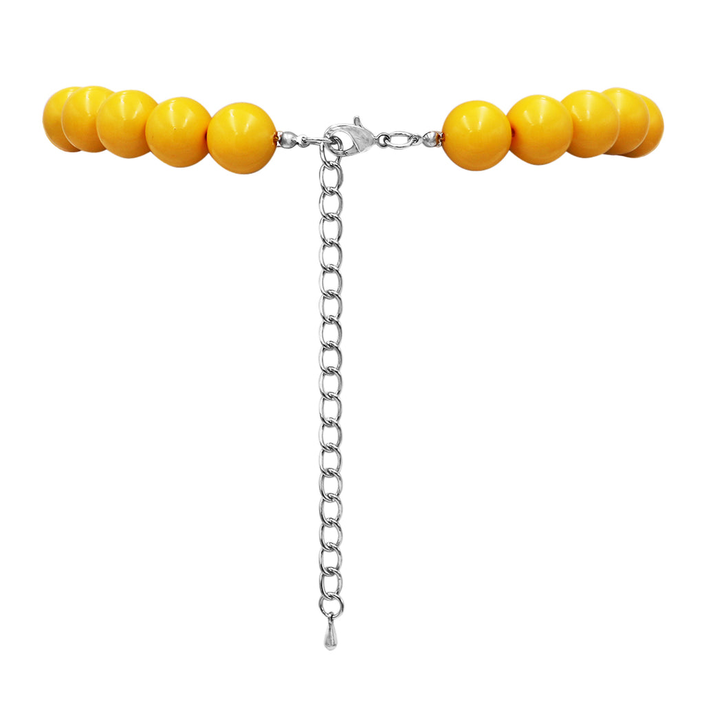 Statement Piece X-Large Holiday Simulated Pearl Strand Bib Necklace Earrings Set, 18"+4" Extender (Sunshine Yellow)