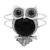 Western Style Semi Precious Howlite Stone Hootiful Wise Owl Hinged Bangle Bracelet
