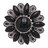 Bohemian Flower Style Burnished Silver Hinged Large Statement Bangle Bracelet