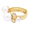 Statement Extra Large Simulated Pearl and Crystal Rhinestone Hinged Wrap Cuff Bangle Bracelet