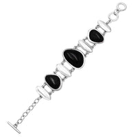 Western Style Design Semi Precious Howlite Stone Toggle Closure Bracelet (Black)