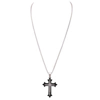 Two Tone Religious Cross Pendant Stainless Steel Necklace