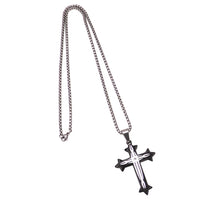 Two Tone Religious Cross Pendant Stainless Steel Necklace