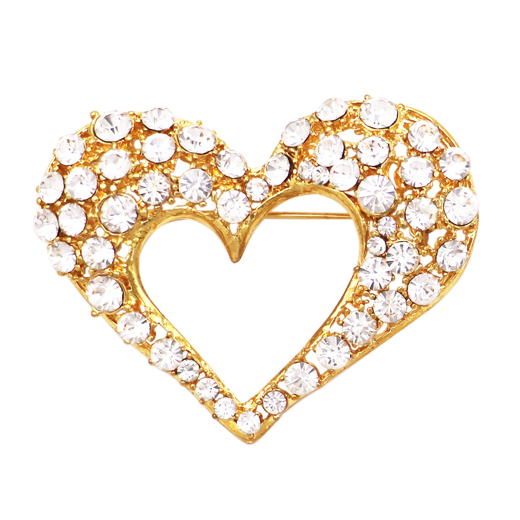 Rosemarie Collections Sparkling Pave Crystal Rhinestone Heart Brooch Pin 2.25