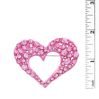 Sparkling Pave Crystal Rhinestone Heart Brooch Pin, 2.25" (Pink Crystal on Pink)