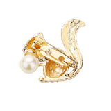 Sparkling Crystal Rhinestone Pave Squirrel Faux Pearl Nut Statement Brooch Lapel Pin, 1