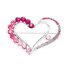 Queen Of Hearts Sparkling Glass Crystal Rhinestone Heart Brooch Pin, 2" (Pink Crystal Silver Tone)
