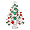 Sparkling Rhinestone Christmas Tree Holiday Brooch Pin (Silver/Green-Red)