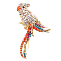 Stunning Pave Crystal Cockatoo Bird Statement Brooch Lapel Pin, 3.75"
