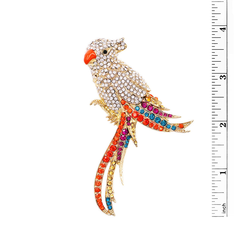 Stunning Pave Crystal Cockatoo Bird Statement Brooch Lapel Pin, 3.75"