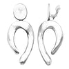 Statement Wavy Metal Dangling Geometric Shapes Clip On Style Earrings, 3.25" (Polished Silver Tone)
