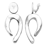 Statement Wavy Metal Dangling Geometric Shapes Clip On Style Earrings, 3.25