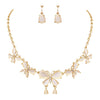 Classic Beautiful Statement Resin and Crystal Butterfly Collar Necklace and Clip on Earring Jewelry Set