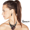 Unbe-leaf-ably Stunning Crystal Accented Textured Metal Leaf Statement Necklace Earrings Set, 14"+3" Extender (Burgundy Leaf Red Crystal Hematite Tone)