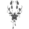Stunning Large Metal Mesh Flower With Crystal Accents Collar Necklace And Dangle Earrings Jewelry Set, 14"+3" Extension (Jet Black)