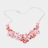 Beautiful Resin And Enamel Butterflies With Crystals Collar Necklace Earrings Set 13"+3" Extender (Reds)