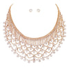 Vintage Design Crystal Rhinestone and Beaded Collar Necklace and Earrings Set (Gold)