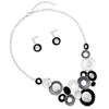 Contemporary Geo Circle Link Bib Pendant Necklace and Earring Jewelry Gift Set