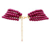 Multi Strand Simulated Pearl Bib Necklace and Earrings Jewelry Set, 16"-19" with 3" Extender (Burgundy Red)