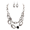 Open Link and Crystal Adjustable Statement Necklace and Earrings Jewelry Gift Set