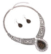 Teardrop Stone Statement Necklace Earrings Set (Abalone)