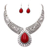 Southwest Teardrop Stone Statement Necklace Earrings Set