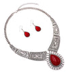 Southwest Teardrop Stone Statement Necklace Earrings Set
