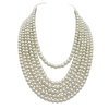 Stunning Cream Colored Cascading Multi-Strand 8mm Simulated Glass Pearl Necklace Earring Bridal Set, 17.5"+2.5" Extender