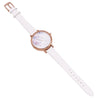 Summer Flower and Mother of Pearl Face Fashion Watch with Genuine Leather Band (White/Butterfly)