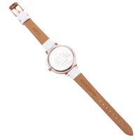 Summer Flower and Mother of Pearl Face Fashion Watch with Genuine Leather Band (White/Butterfly)