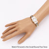 Stylish Mother of Pearl Rope Cuff Bracelet Fashion Watch (Small Round, Two Tone)