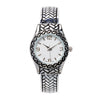 Stylish Round Chrome Dial On Textured Metal Basket Weave Hinged Cuff Bracelet Watch, 2.25 (Silver Tone)