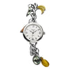 Whimsical Fruit Charms Metal Link Bracelet Watch (Silver)