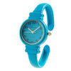 Colorful Monochromatic Casual Mini Round Face Hinged Cuff Petite Bangle Bracelet Watch,5.5" Blue