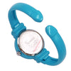 Colorful Monochromatic Casual Mini Round Face Hinged Cuff Petite Bangle Bracelet Watch,5.5" Blue
