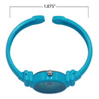 Colorful Monochromatic Casual Mini Round Face Hinged Cuff Petite Bangle Bracelet Watch,5.5" Blue