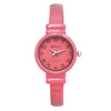 Colorful Monochromatic Casual Mini Round Face Hinged Cuff Petite Bangle Bracelet Watch,5.5" Pink