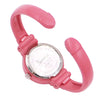 Colorful Monochromatic Casual Mini Round Face Hinged Cuff Petite Bangle Bracelet Watch,5.5" Pink