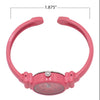 Colorful Monochromatic Casual Mini Round Face Hinged Cuff Petite Bangle Bracelet Watch,5.5" Pink