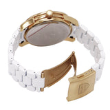 Flower Face with Crystal Accents Bracelet Watch (White)
