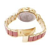 Rhinestone and Flower Face Bracelet Watch (Light Pink)