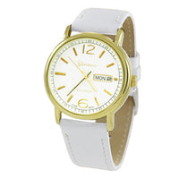 Geneva Fashion Watch with Leather Band (Gold/White)