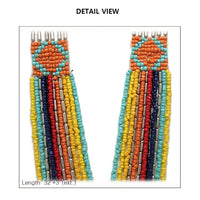 Stunning Western Peyote Stitch Style Multi-Strand Seed Bead Statement Long Necklace, 32"