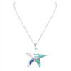 Whimsical Opal Epoxy Starfish Pendant Necklace, 18"+3" Extender