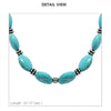 Western Cowgirl Chic Vegan Leather With Semi Precious Howlite Stone Long Necklace, 33"+3" Extension (Squash Blossom With Turquoise Howlite)