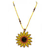 Bright And Bold Sunflower Seed Bead Pendant Necklace, 18"+3" Extender