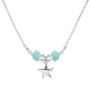 Whimsical Natural Sea Glass Bead And Starfish Pendant Necklace, 16"+3" Extender