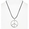 Good Vibes Silver Tone Peace Sign Pendant Necklace On Cord, 18"+3" Extender