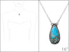 Chic Western Style Natural Howlite Teardrop Pendant Necklace, 18"+3" Extender (Turquoise Blue With Rustic Brown Veining)