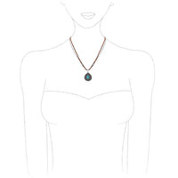 Cowgirl Chic Turquoise Howlite Stone Western Concho Pendant On Vegan Suede Cord And Cable Chain Necklace, 18"+3" Extension